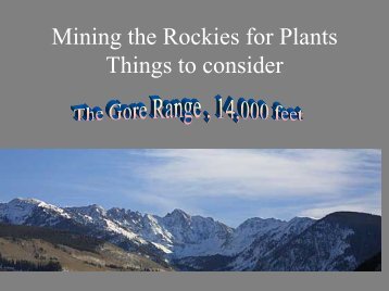 Mining the Rockies for Plants Things to consider