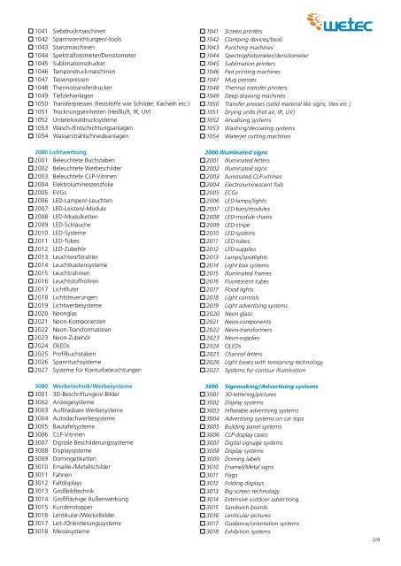 Nomenklatur Nomenclature - wetec