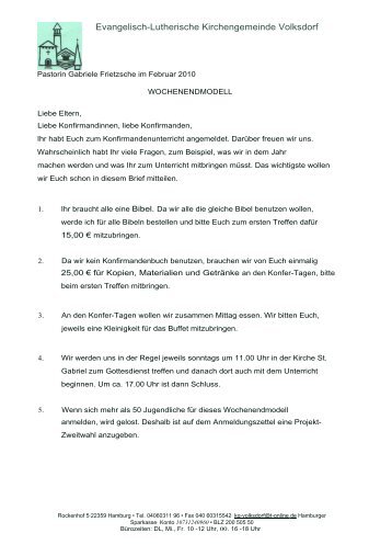 Evangelisch-Lutherische Kirchengemeinde ... - Kirche in Volksdorf