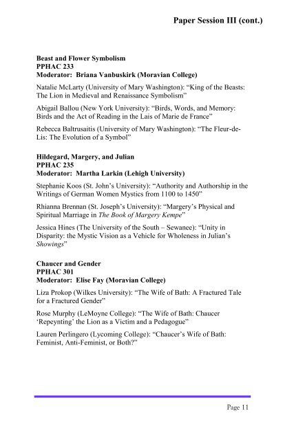 2009 conference program - Moravian College