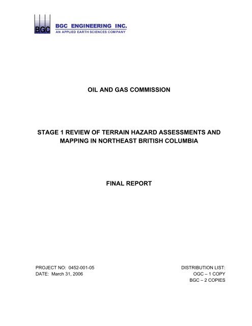 Stage 1: Review of Terrain Hazard Assessments and Mapping in ...