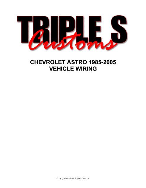 CHEVROLET ASTRO 1985-2005 VEHICLE WIRING - AlarmSellout