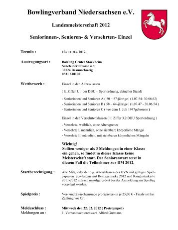 Seniorinnen-, Senioren - Bowlingverband Niedersachsen e.V.