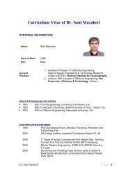 Curriculum Vitae of Dr. Said Mazaheri