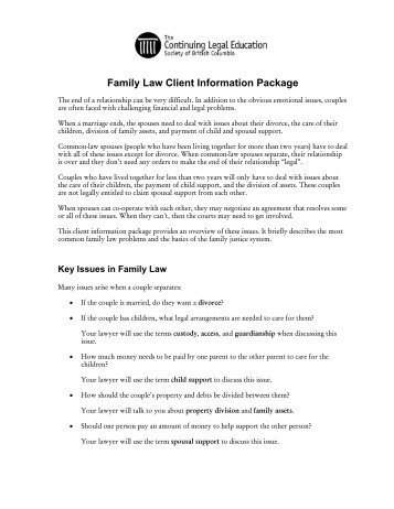 Family Law Client Package - The Continuing Legal Education ...