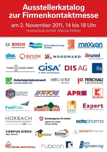 Ausstellerkatalog zur Firmenkontaktmesse - Hochschule Anhalt