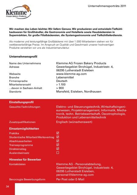 Ausstellerkatalog zur Firmenkontaktmesse - Hochschule Anhalt