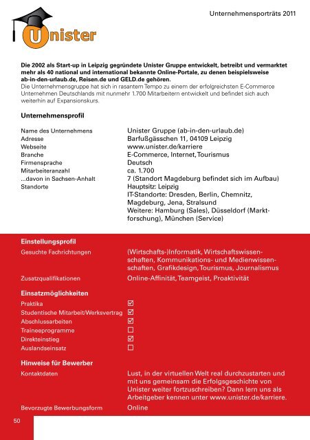 Ausstellerkatalog zur Firmenkontaktmesse - Hochschule Anhalt