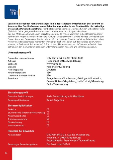 Ausstellerkatalog zur Firmenkontaktmesse - Hochschule Anhalt