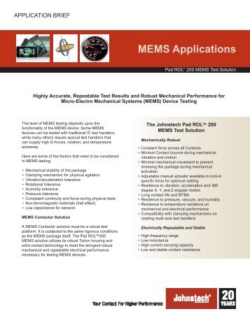 MEMS Applications - Johnstech