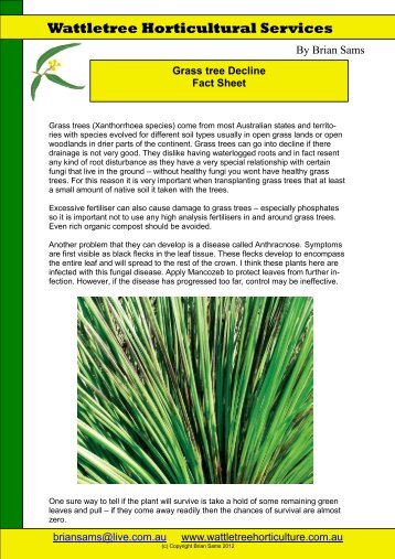 Grass tree decline fact sheet - Wattletree Horticultural Services