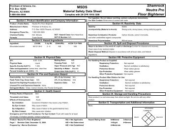 shamrock neutra pro floor brightener msds - Swisher Hygiene