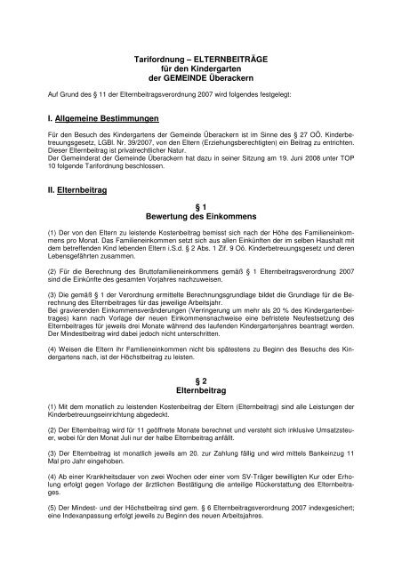 ElternbeitrÃ¤ge Tarifordnung (20 KB) - .PDF - der Gemeinde ...