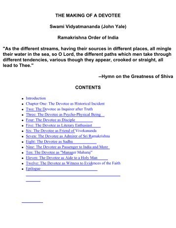 The Making of a Devotee - Swami Vivekananda