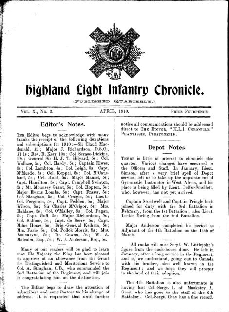 HLI Chronicle 1910 - The Royal Highland Fusiliers