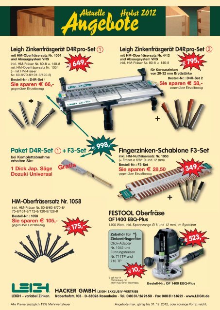 FESTOOL Oberfräse - Leigh Zinkenfräsgeräte