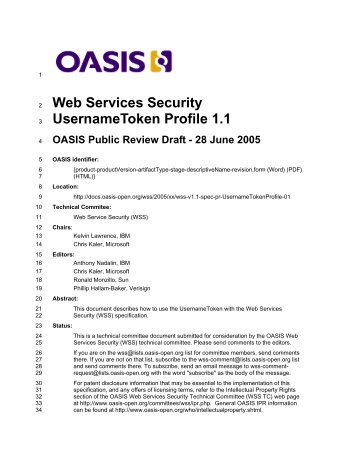 Web Services Security UsernameToken Profile 1.1 - OASIS Open ...