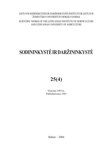 sodininkystÄ ir darÅ¾ininkystÄ 25(4)