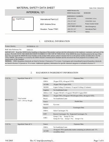 material safety data sheet interseal 121 - datasheets.intern...