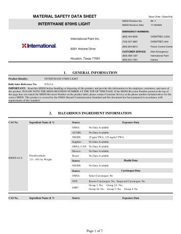 material safety data sheet interthane 870hs light - datasheets.intern...