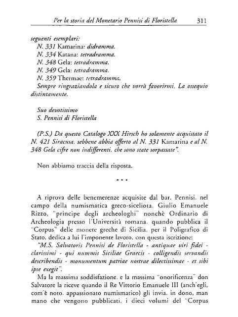 Saporita F. Per La storia del monetario Pennisi di Floristella ...