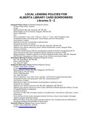 LOCAL LENDING POLICES FOR - The Alberta Library