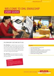 WELCOME TO DHL EMAILSHIP USER GUIDE