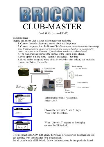 Bricon Club-Master Quick Guide - Bricon.be