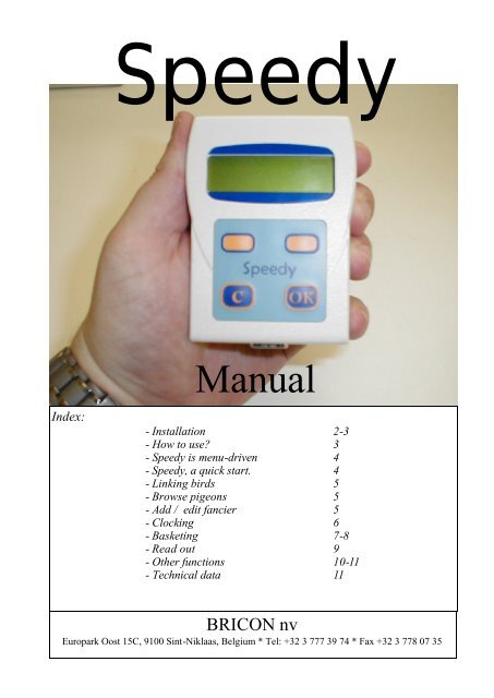 Bricon Speedy User Guide