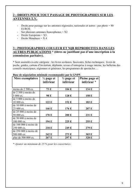 baremes indicatifs de cession de droits recommandes par le gnpp ...