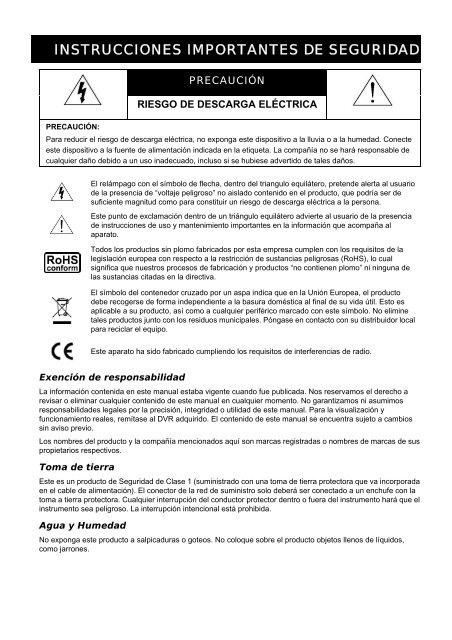 H.264 Network DVR Manual del Usuario - Sego