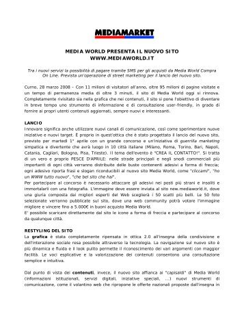 MEDIA WORLD PRESENTA IL NUOVO SITO WWW.MEDIAWORLD.IT