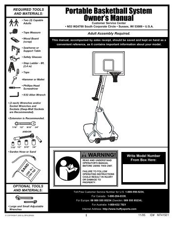 Portable Basketball System Owner's Manual - Cheap Pool Products