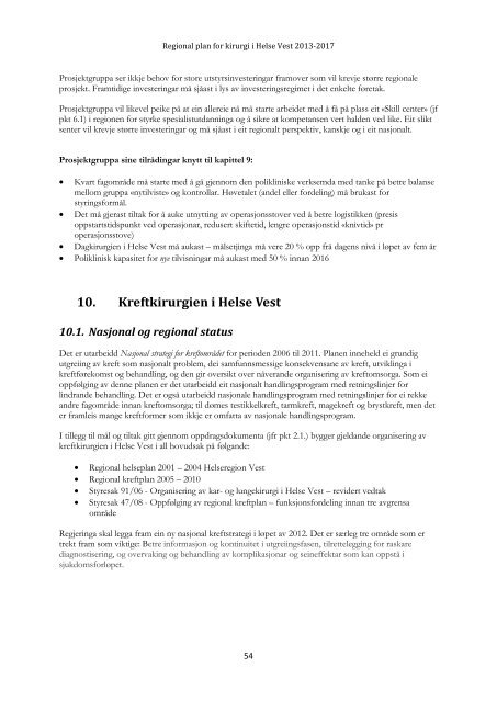 Regional plan for kirurgi i Helse Vest 2013 â 2017 vedlegg