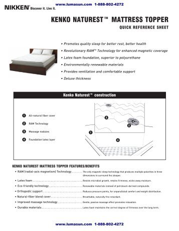 kenko naturest™ mattress topper - Lumasun.com