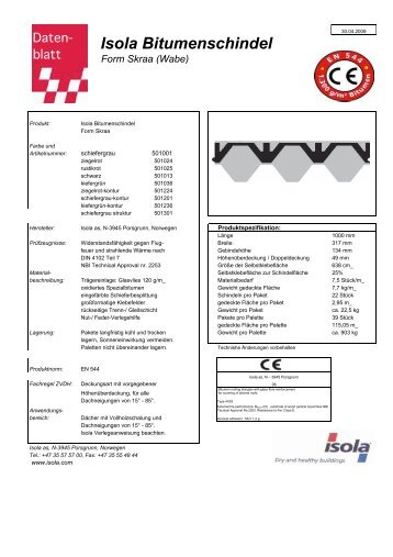 DatenblÃ¤tter Bitumenschindeln - Isola