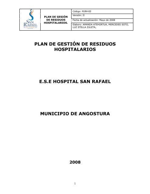 Descargar el plan - Hospital San Rafael - Angostura