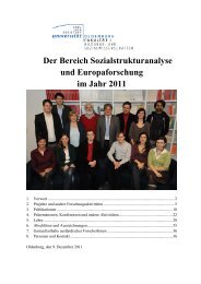 Der Bereich Sozialstrukturanalyse und Europaforschung im Jahr 2011