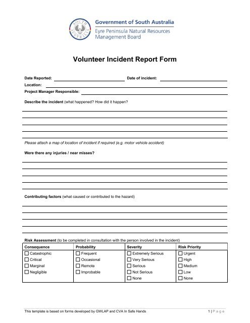 Volunteer Incident Report Form