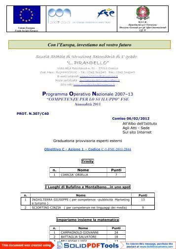 l. pirandello - Scuola Pirandello Comiso - scuolapirandellocomiso.it