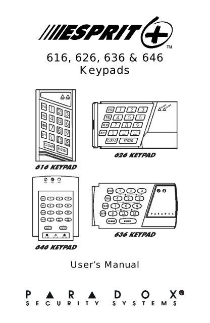 616, 626, 636 and 646 Keypads : User's Manual - SecurTek