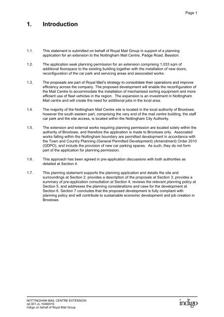 Nottingham Mail Centre, Padge Road, Beeston Planning Statement ...