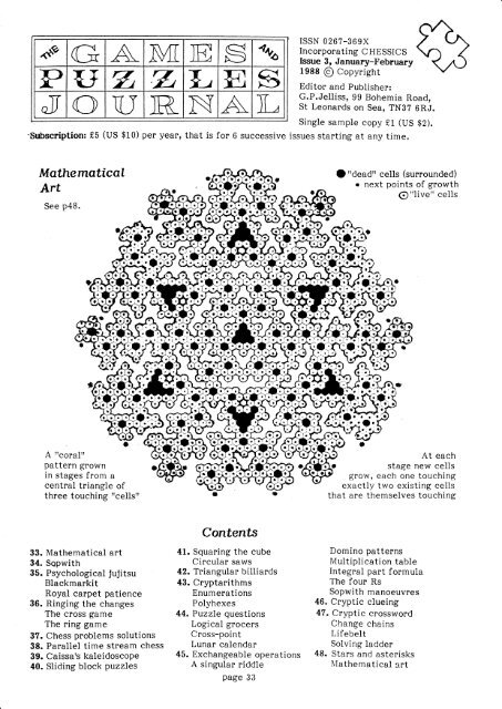 The Games and Puzzles Journal, #3 - Mayhematics