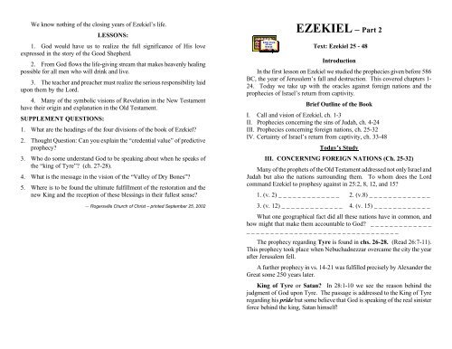 Ezekiel - 2 - Bible Book of the Month - Rogersville Church of Christ