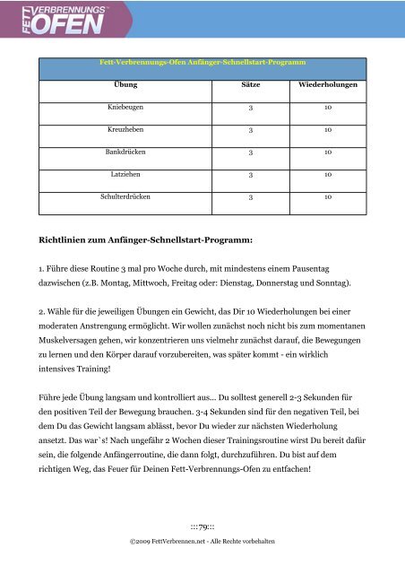 FETT-VERBRENNUNGS-OFEN- TRAININGSROUTINEN