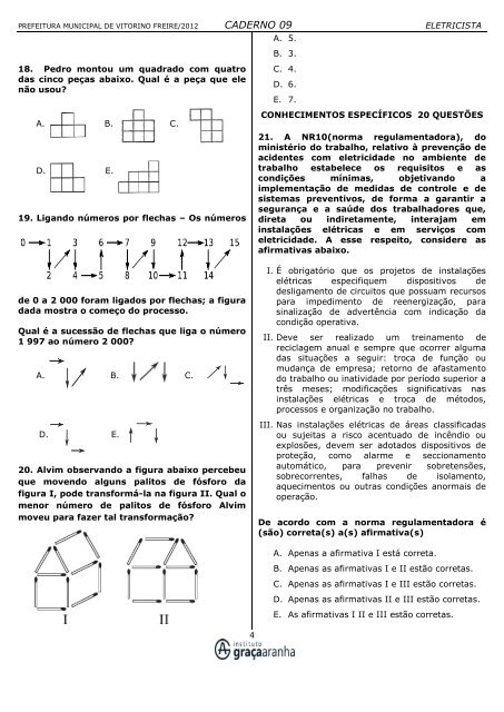 prova de eletricista - Instituto GraÃ§a Aranha