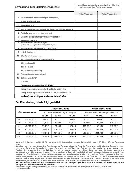 Verbindliche Erklärung zum Elterneinkommen - GKD Paderborn