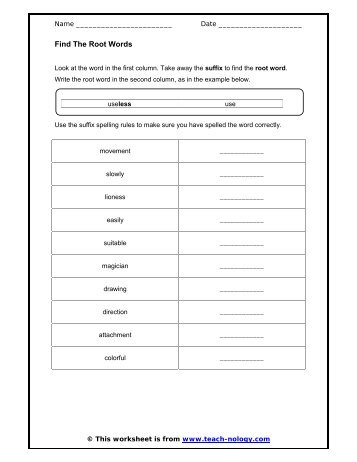 Find The Root Words - Teach-nology