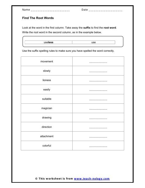 Find The Root Words - Teach-nology