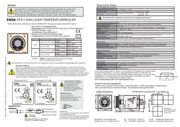 ENDA AT411 ANALOG THERMOSTAT - SURAN Industrieelektronik